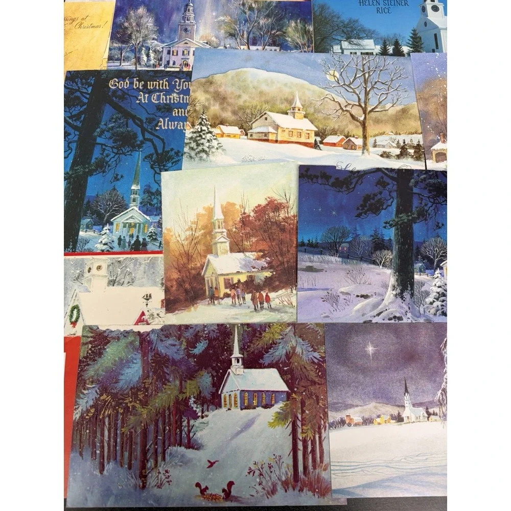 Vintage Christmas Cards Fronts ONLY Churches Cathedrals Scrapbooking Crafts 50+